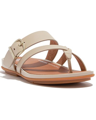 Fitflop Gracie Buckle Leather Strappy Toe-post Sandals - Pink