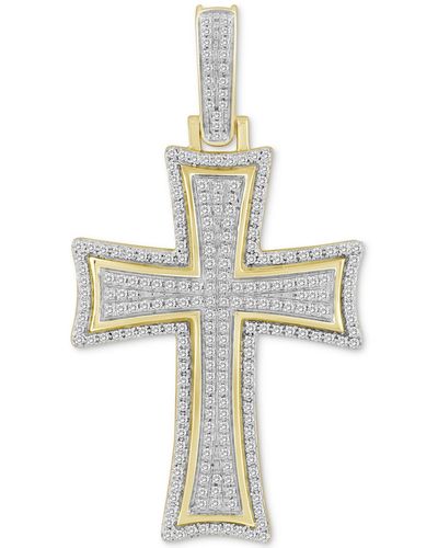 Macy's Diamond Pave Flared Cross Pendant (1/2 Ct. T.w. - White
