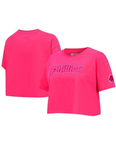 Pro Standard Philadelphia Phillies Triple Boxy Cropped T-shirt - Pink
