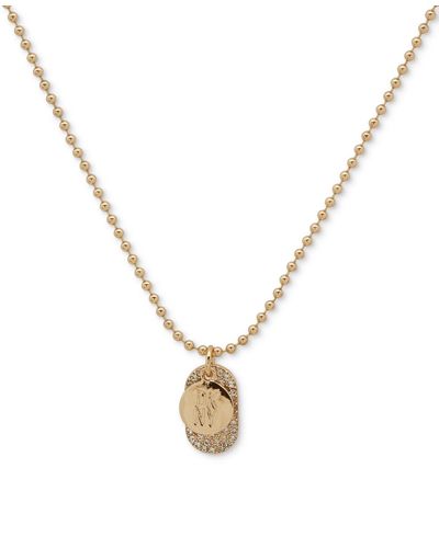 DKNY Gold-tone Crystal & Logo Charm Pendant Necklace - Metallic