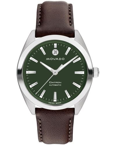 Movado Datron Automatic Swiss Automatic Leather Strap Watch 40mm - Green