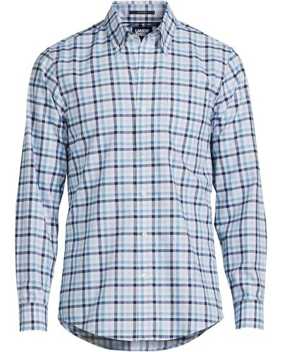 Lands' End Tall Traditional Fit No Iron Twill Shirt - Blue