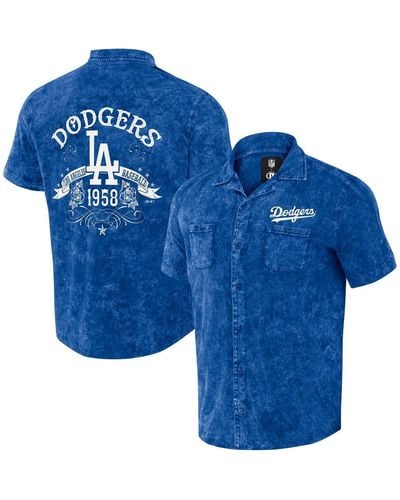 Fanatics Darius Rucker Collection By Distressed Los Angeles Dodgers Denim Team Color Button-up Shirt - Blue