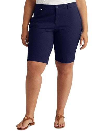 Lauren by Ralph Lauren Plus-size Stretch Cotton Shorts - Blue