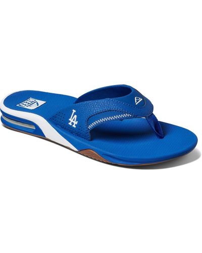 Reef Los Angeles Dodgers Fanning Bottle Opener Sandals - Blue