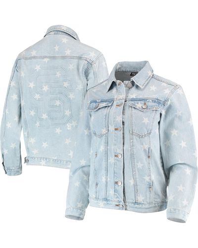 The Wild Collective San Francisco Giants Allover Print Button-up Jacket - Blue