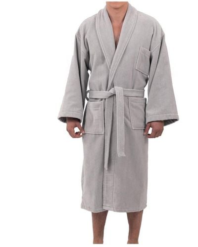 Alpine Swiss Pure Cotton Men Terry Cloth Bathrobe Super Absorbent Hotel Spa Robe - Gray