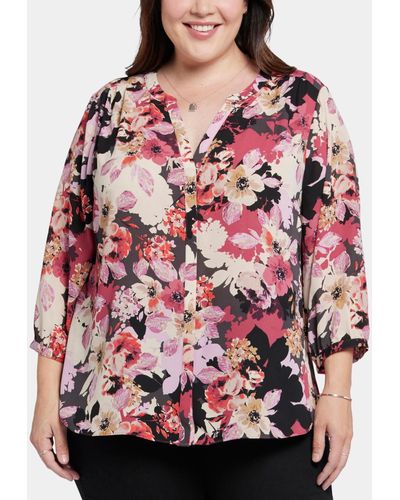 NYDJ Plus Size Pintuck Blouse - Red