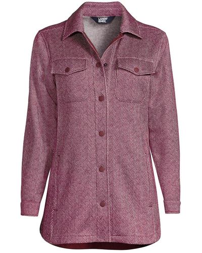 Lands' End Sweater Fleece Shirt Jacket - Purple