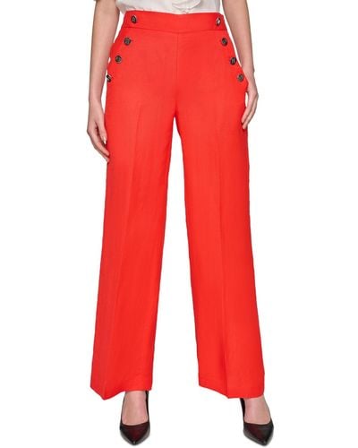Karl Lagerfeld High-rise Linen-blend Sailor Pants - Red