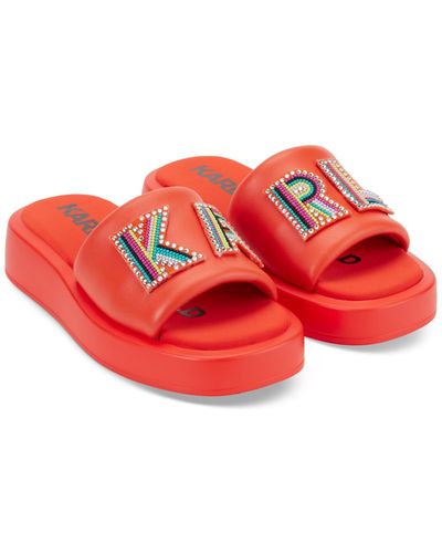 Karl Lagerfeld Opal Slip-on Platform Slide Sandals - Red