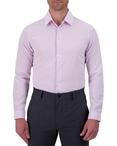 C-LAB NYC Slim-fit Houndstooth Print Dress Shirt - Purple