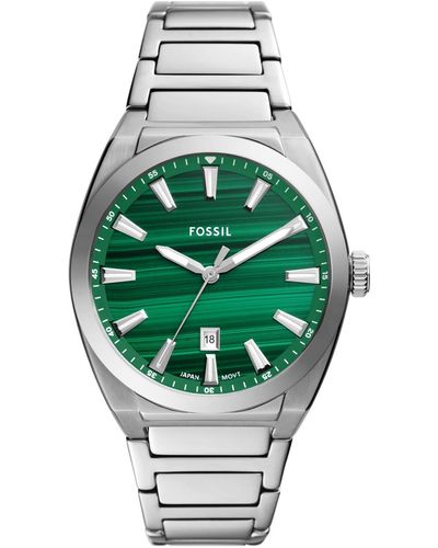 Fossil Everett Three-hand Date Stainless Steel Watch 42mm - Green
