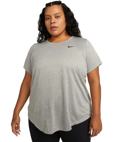 Nike Plus Size Active Dri-fit Short-sleeve Logo T-shirt - Gray