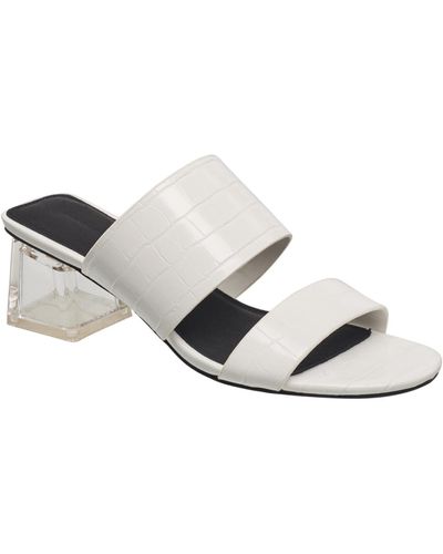 French Connection Slide On Block Heel Sandals - White