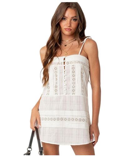 Edikted August Cotton Lace Mini Dress - White