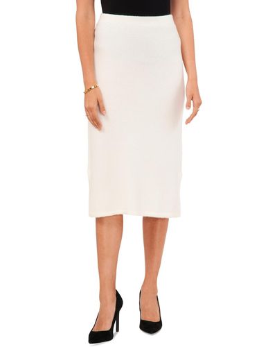 Vince Camuto Solid-color Knit Fitted Skirt - White