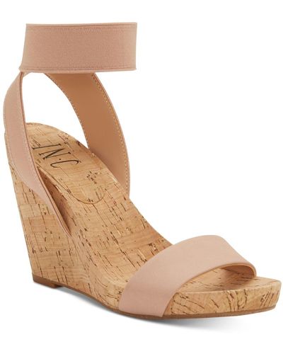 INC International Concepts Inc Leanira Stretchy Ankle-strap Wedge Sandals, Created For Macy's - Brown