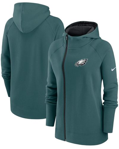 Nike Midnight Philadelphia Eagles Asymmetrical Raglan Full-zip Hoodie - Green