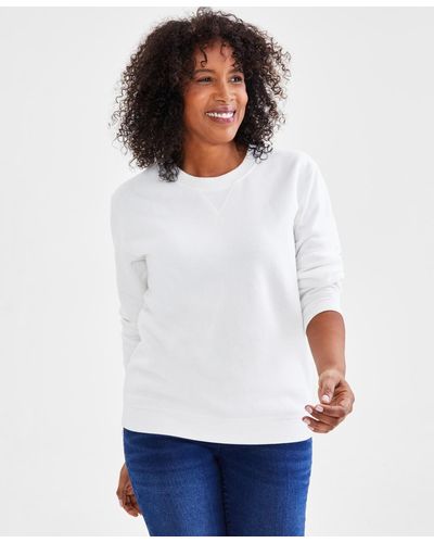 Style & Co. Long-sleeve Crewneck Sweatshirt - White