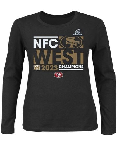 Fanatics San Francisco 49ers 2023 Nfc West Division Champions Plus Size Conquer Long Sleeve Scoop Neck T-shirt - Black