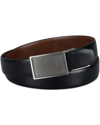 Kenneth Cole Reversible Faux-leather Compression-buckle Belt - Black