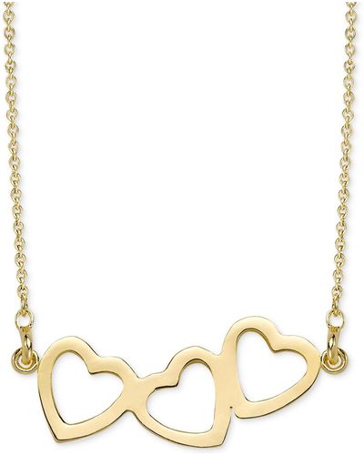 Sarah Chloe Triple Heart Pendant Necklace - Metallic