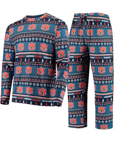 Concepts Sport Auburn Tigers Ugly Sweater Knit Long Sleeve Top And Pant Set - Blue