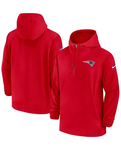 Nike New England Patriots Sideline Quarter-zip Hoodie - Red