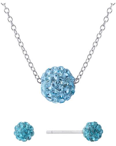 Giani Bernini Gianni Bernini 2-piece Clear Crystal Pave Ball Stud Necklace Set (1.2 Ct. T.w. - Blue