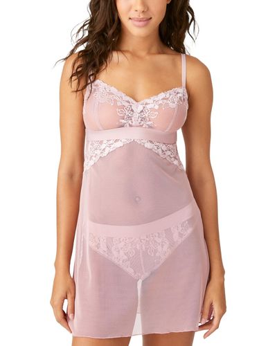 B.tempt'd Opening Act Lace Fishnet Chemise Lingerie Nightgown 914227 - Pink