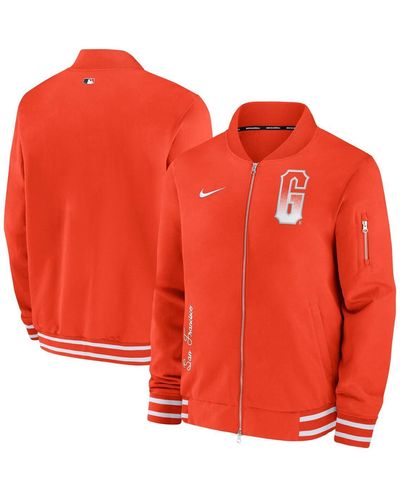 Nike San Francisco Giants Authentic Collection Game Time Bomber Full-zip Jacket - Orange