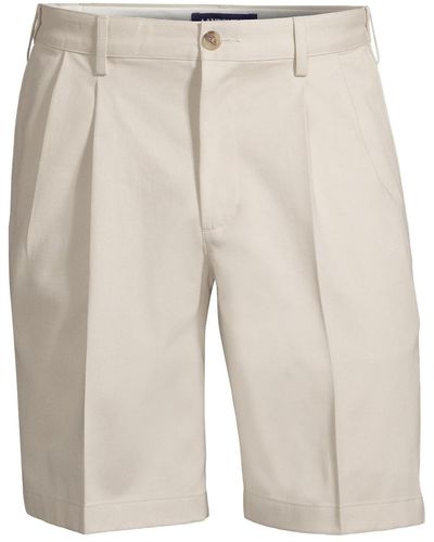 Lands' End Comfort Waist Pleated 9" No Iron Chino Shorts - Natural