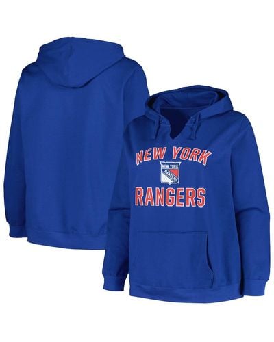 Profile New York Rangers Plus Size Arch Over Logo Pullover Hoodie - Blue