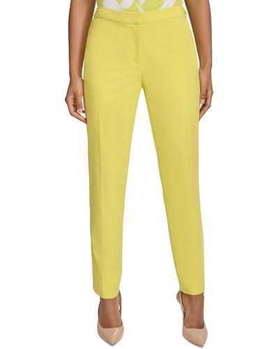 Calvin Klein Petite Lux Highline Tab-waist Pants - Yellow