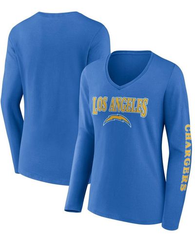 Fanatics Los Angeles Chargers Wordmark Long Sleeve V-neck T-shirt - Blue