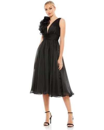 Mac Duggal Plunging Ruffled A-line Cocktail Dress - Black