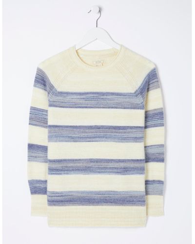 FatFace Denim Ombre Stripe Sweater - Blue