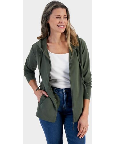 Style & Co. Zip-front Hooded Sweatshirt - Green