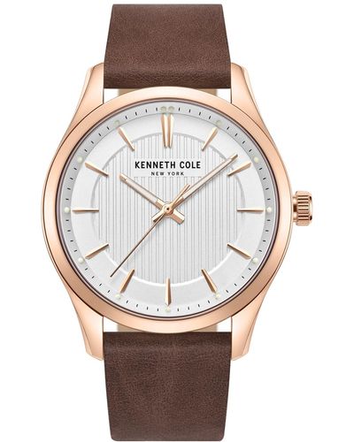 Kenneth Cole Modern Classic Genuine Leather Strap Watch 43mm - Gray