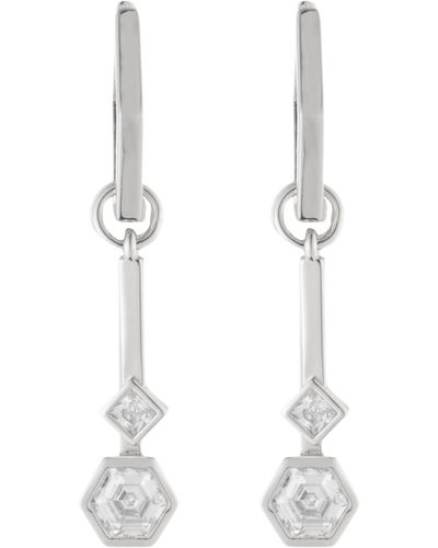Bonheur Jewelry Kieran Small Hoop Drop Earrings - White