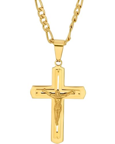 Steeltime Tone Crucifix Pendant 24" Necklace - Metallic