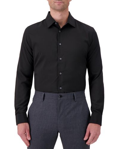 Report Collection Slim-fit Solid Woven Shirt - Black