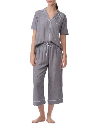 Splendid 2-pc. Notched-collar Cropped Pajamas Set - Gray