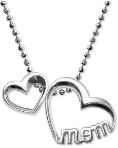 Alex Woo Double Heart "mom" Pendant Necklace - Metallic