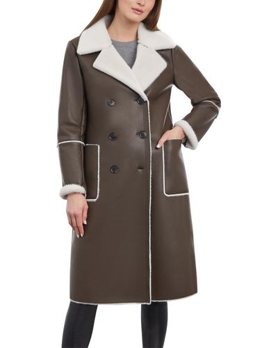 BCBGeneration Double-breasted Faux-shearling Coat - Brown