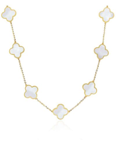 The Lovery Large Mother Of Pearl Clover Necklace - Metallic