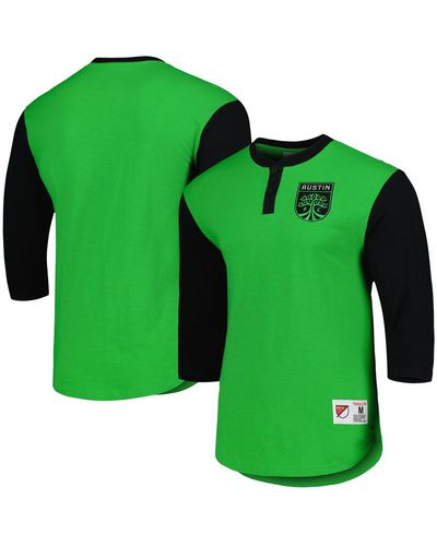 Mitchell & Ness Austin Fc Legendary Henley 3/4 Sleeve T-shirt - Green