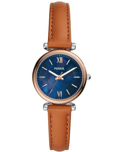 Fossil Carlie Mini Leather Strap Watch 28mm - Blue