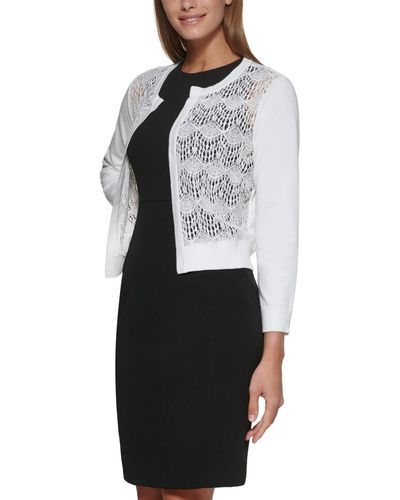 DKNY Lace-front Open-front Cardigan - White